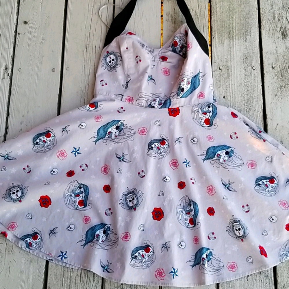 Hell Bunny Zoey Dress Skeleton Unicorns Skulls